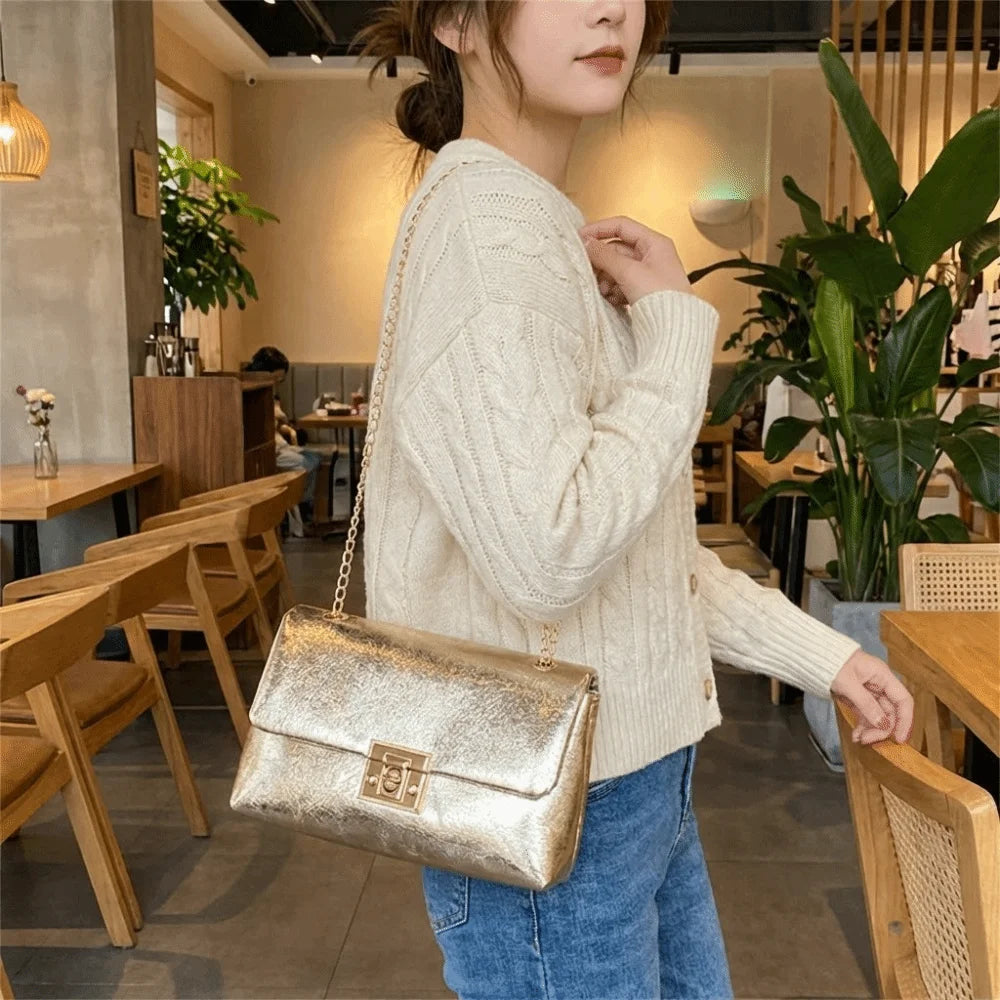 Trend Casual Gold Chain Crossbody Bag Elegant Versatile Shoulder Bag Messenger Bag Women