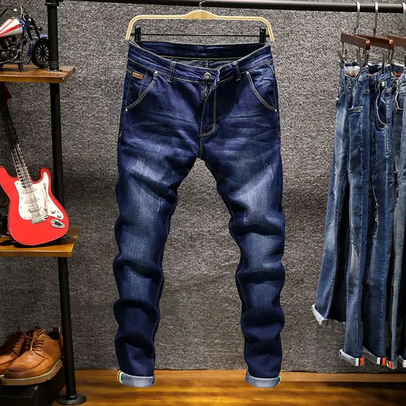 Jean Slim Straight Élastique Homme Ripped Délavé American Korean Style 9 Coloris Tailles 28-38