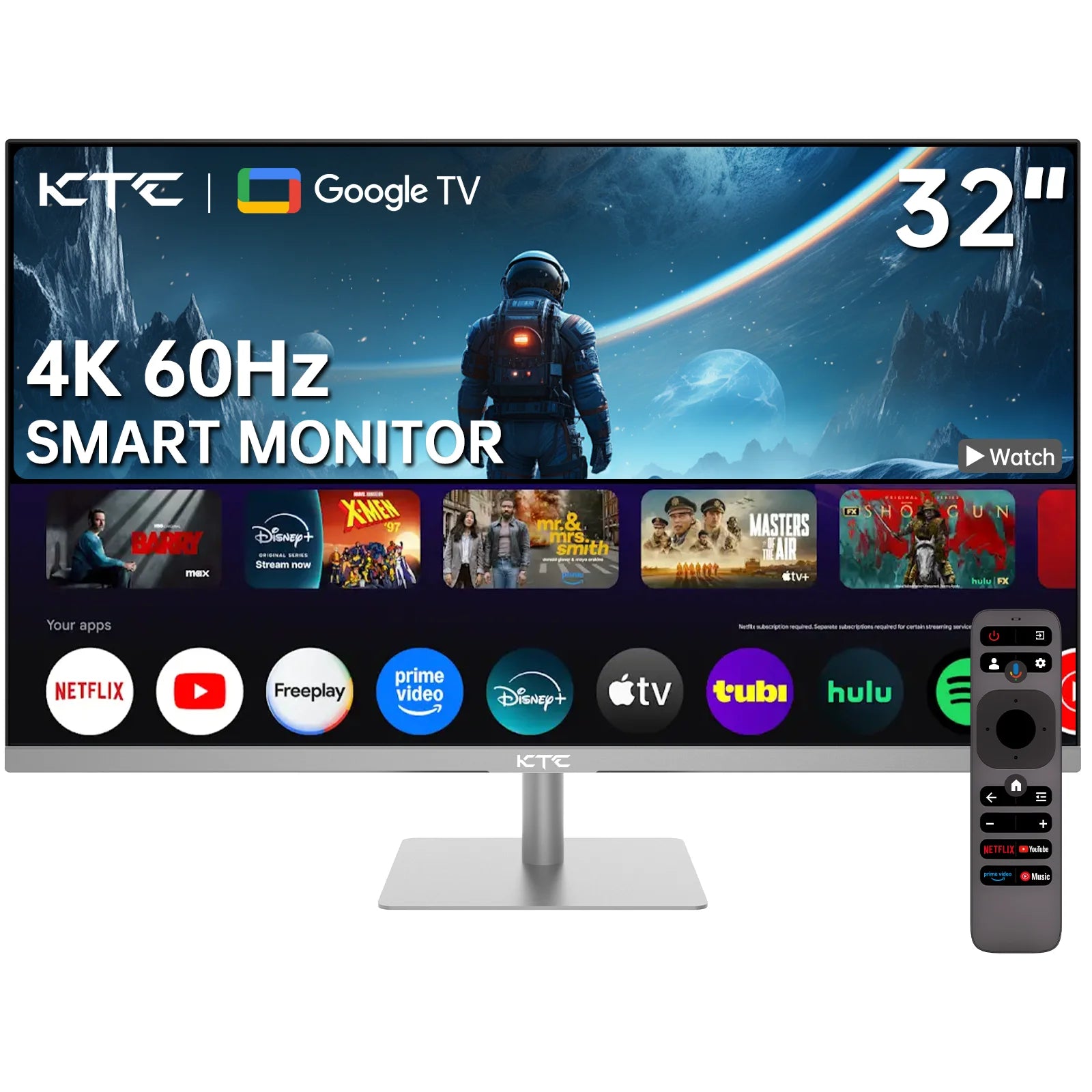 Moniteur KTC 32" 4K UHD Smart – Google System | HDR10 | 3840x2160 | VA 60Hz | Haut-Parleurs | Noir