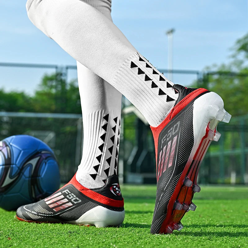 Men's Football Boots Without-lace Youth FG/TF Field Training Studded Fast Soccer Cleats Professional Non Slip Football Shoes