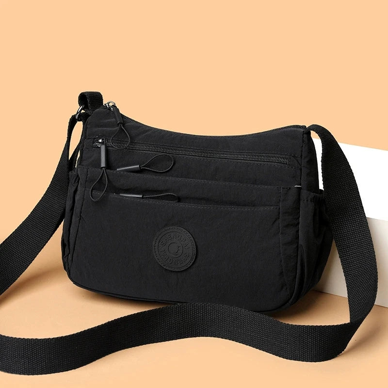 Sac Bandoulière Femme Multi-Poches – Nylon Léger, Casual & Polyvalent