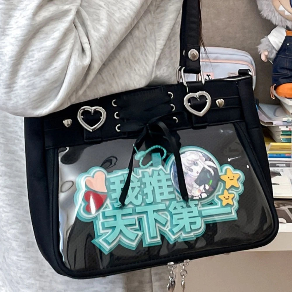 Petit Sac Ita Bag Kawaii Bandoulière Femme – Fenêtre Transparente, Ruban, Style Japonais 2026