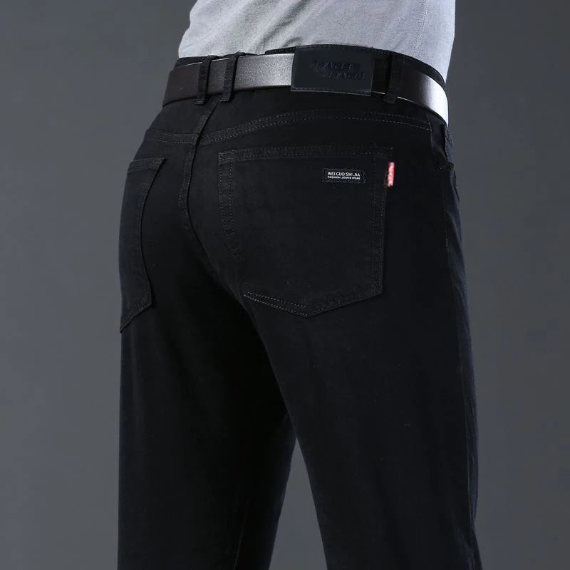 Jean Droit Homme Noir Vintage Business Style Coréen Stretch | Tailles 28-40