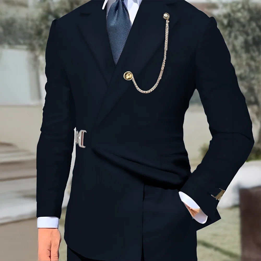 New Men's Suit 2-piece Business Formal Blazer Double-breasted Design Groom Tuxedo for Wedding XS-5XL Outfit