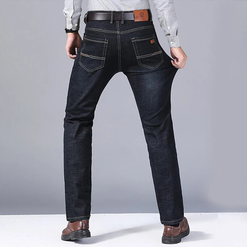 Jean Droit Stretch Homme Business Casual Denim Léger Bleu & Noir | Tours de Taille 28-40