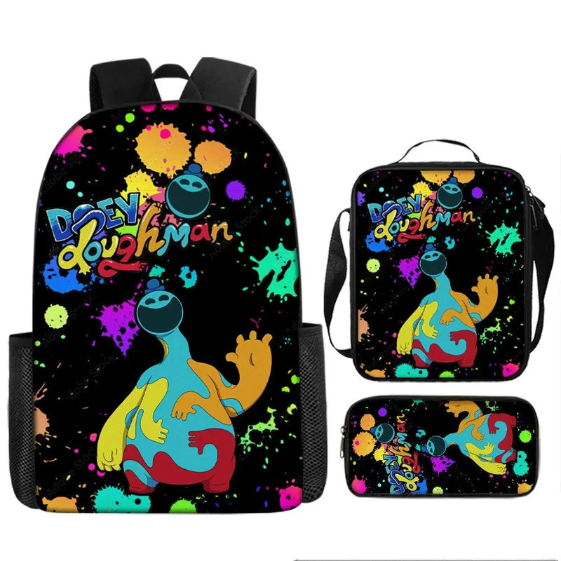 3-piece Set Nightmare Backpack Doey Doughman School Backpack For Students Horror Pianosaurus Bookbag Penbag Yarnaby Shoulderbag