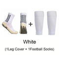 2 Pairs Set Men Grip Soccer Socks and Knee Pads Calf Sleeves Adult Youth Non Slip Leg Shin Guards for Basketball Football Sports