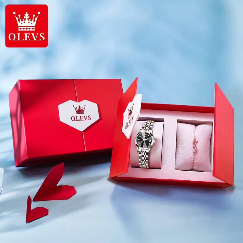 OLEVS 9931 Montre Femme Luxe – Quartz, Miroir Losange, Acier Inoxydable, Diamants, Étanche 3 Bar