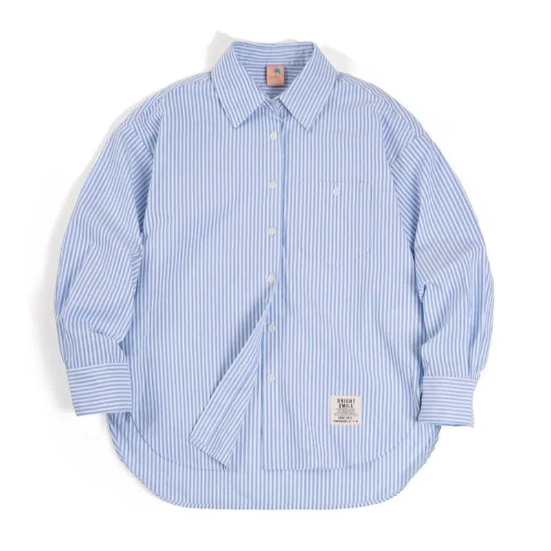 Ensemble Chemise & Short Rayé Bleu Blanc – Tailleur Décontracté Casual Été Femme