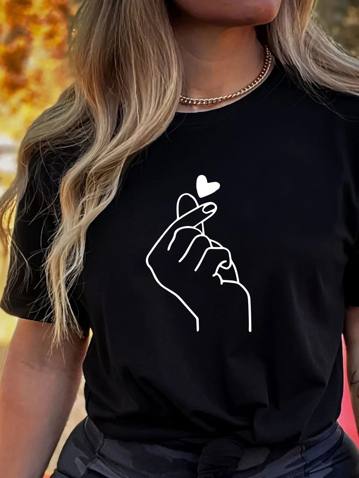 T-Shirt Femme Imprimé Mignon Col Rond Manches Courtes – Style Harajuku Goth