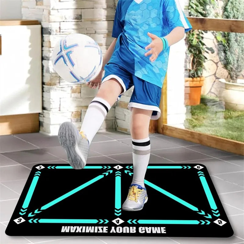 60 X 90cm Wear-resistant Non-slip Football Footwork Agility Training Mat Portable Footstep Practice Pad Anti Slip Bottom Design Multiscene for Kids Adult Soccer Player Indoor Home Outdoor Football Skill Training