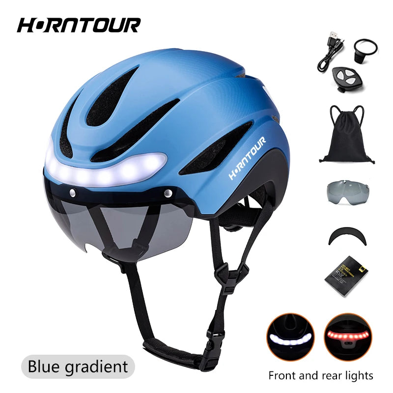 Casque Vélo LED Horntour HT-16 – Clignotants & Visière Magnétique
