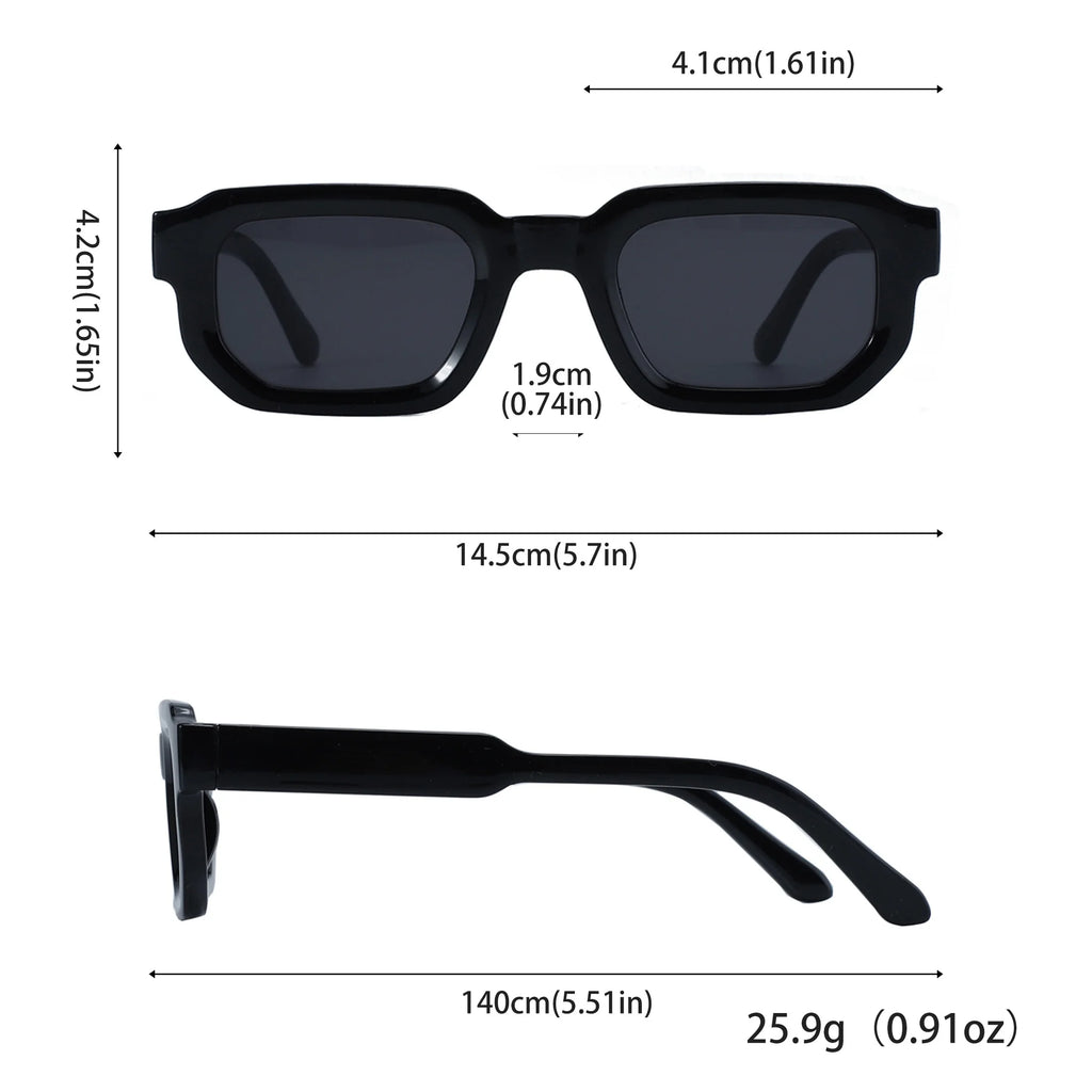 Lunettes de Soleil Rectangulaires Vintage – Style Rétro Mixte, à l'Unité ou Lot de 6