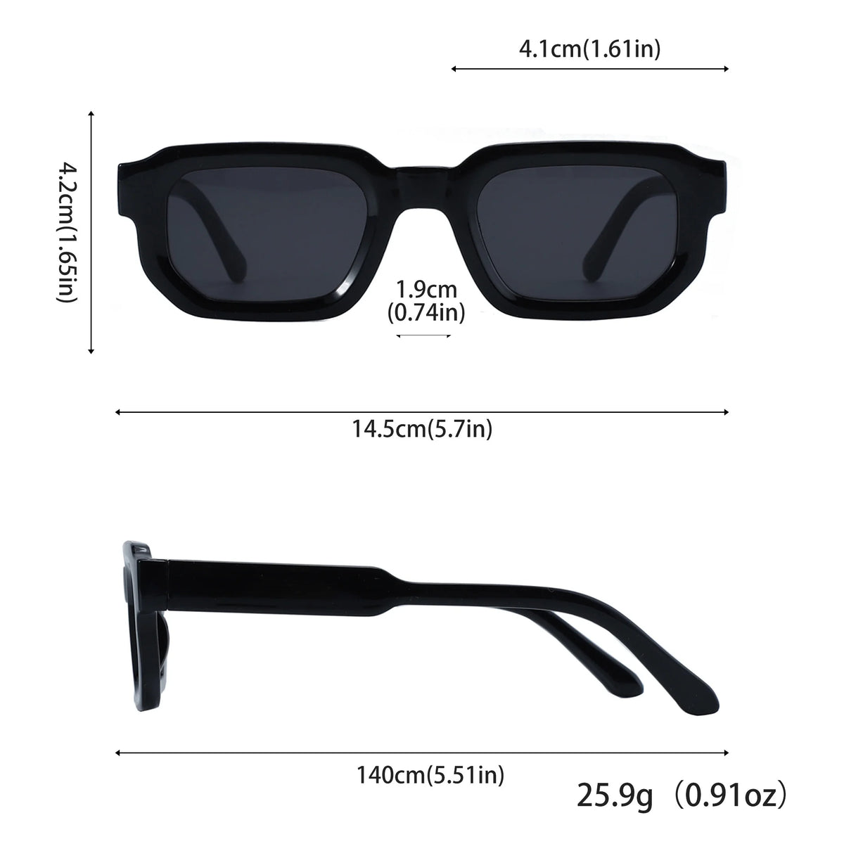 Lunettes de Soleil Rectangulaires Vintage – Style Rétro Mixte, à l'Unité ou Lot de 6