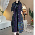 Women's Trench Coat Cotton Linen Hooded Loose Long Thick Autumn Winter Plus Velvet Windbreaker 2026 New Warm Printed Outerwear