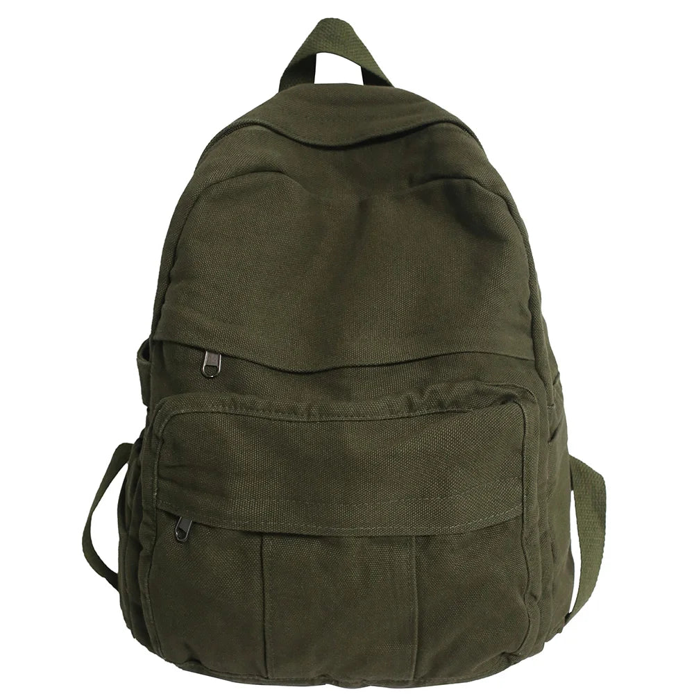 Sac à Dos Femme Canvas Vintage Kawaii – 32x13x34 cm | Laptop | École & Voyage | Noir Vert Violet Kaki
