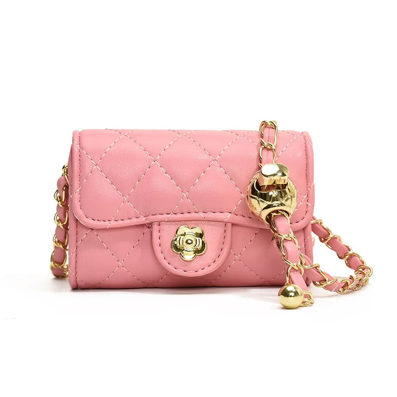 Mini Sac Bandoulière Femme Cuir PU – Chaîne Style Coréen, Couleur Unie, 7 Coloris