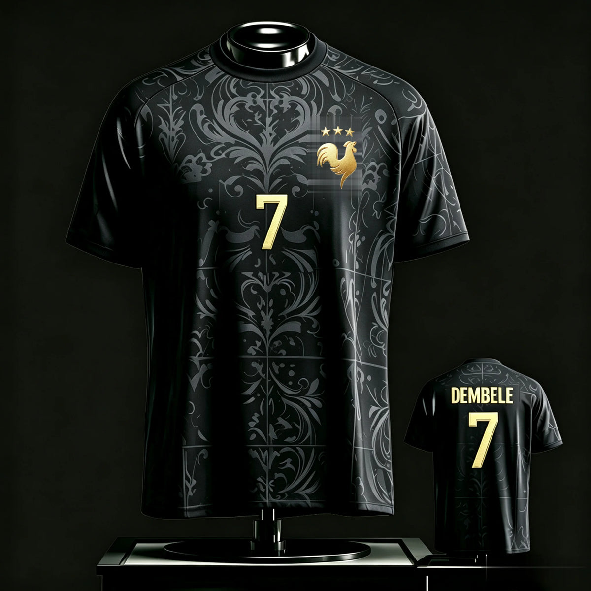 Mbappe 10 Soccer Jersey Golden Rooster Badge Dual-sided Quick Dry Crewneck Short Sleeve Unisex Premium Football Fan Jersey