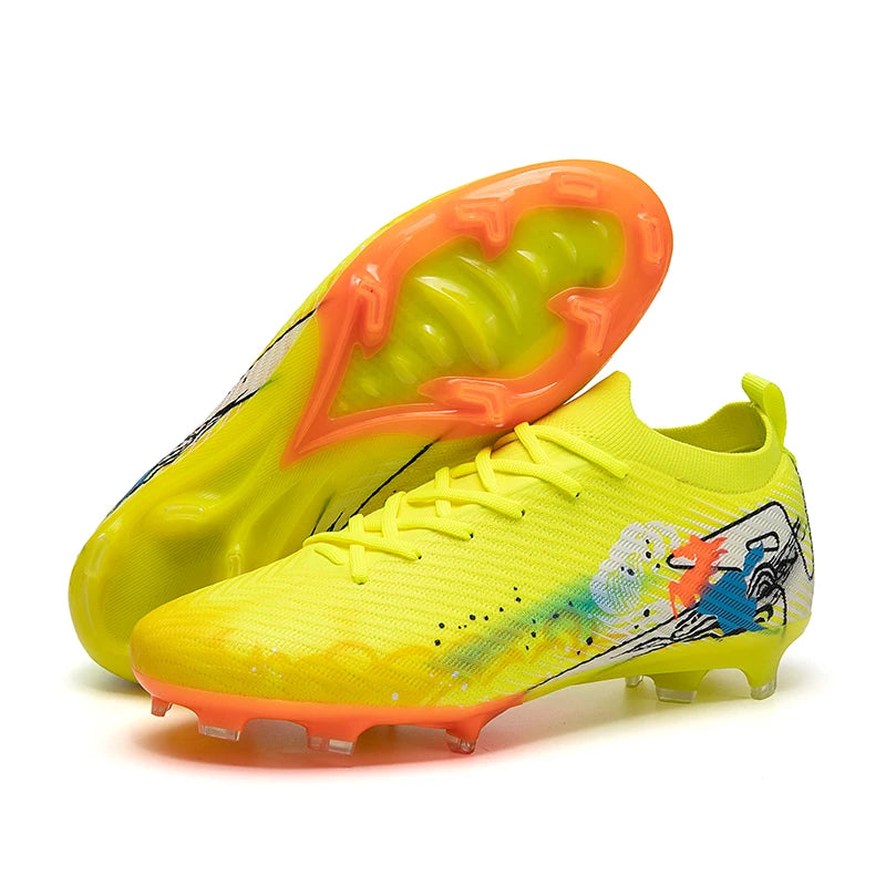 New Men Football Boots Soccer Cleats FG Non-Slip Training Shoes Soccer Shoes Long Spikes Match Ultralight Outdoor Drop Shipping