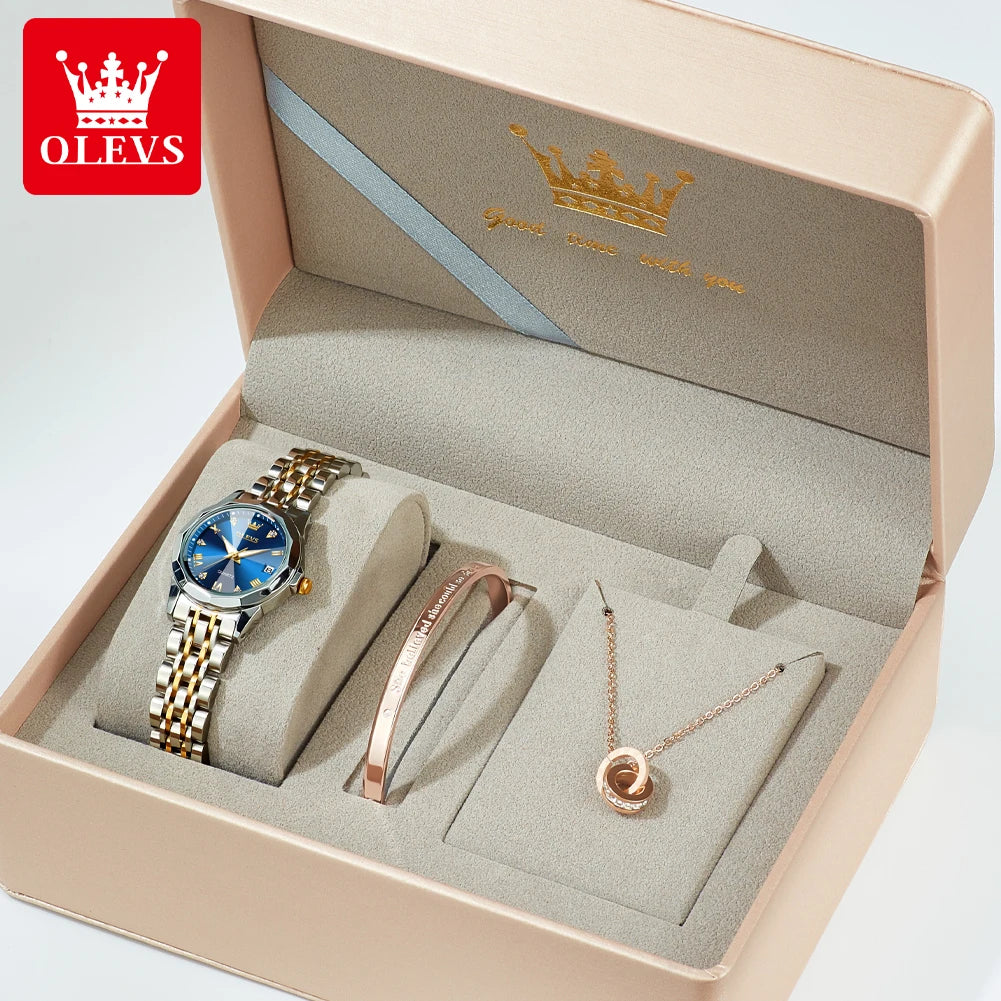 OLEVS 9931 Women's Watch Waterproof Luxury Diamond Quartz Watch For Women Roman Scale Calendar Luminous Elegant Woman Wristwatch