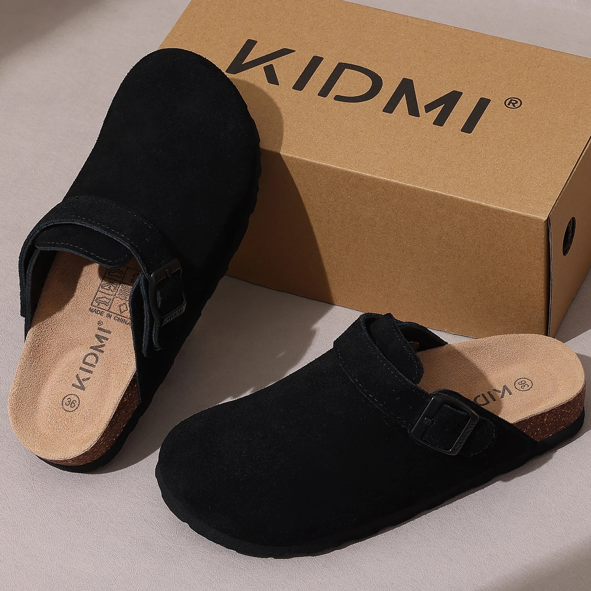 Sabots Femme Litfun – Daim Véritable, Semelle Liège, Support Plantaire