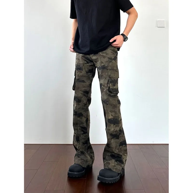 Jean Cargo Camouflage Homme Multi-Poches Style Américain Rétro Hip Hop Straight | Tailles S-3XL