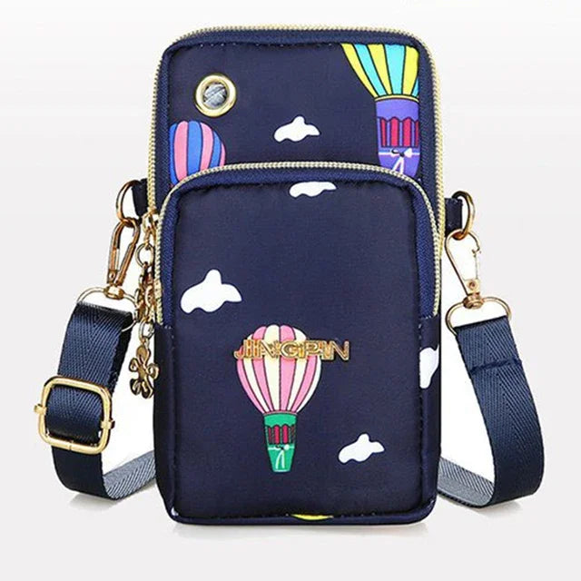 Mobile Phone Crossbody Bags for Women Shoulder Bag Fashion Cell Phone Pouch With Headphone Plug 3 Layer Wallet