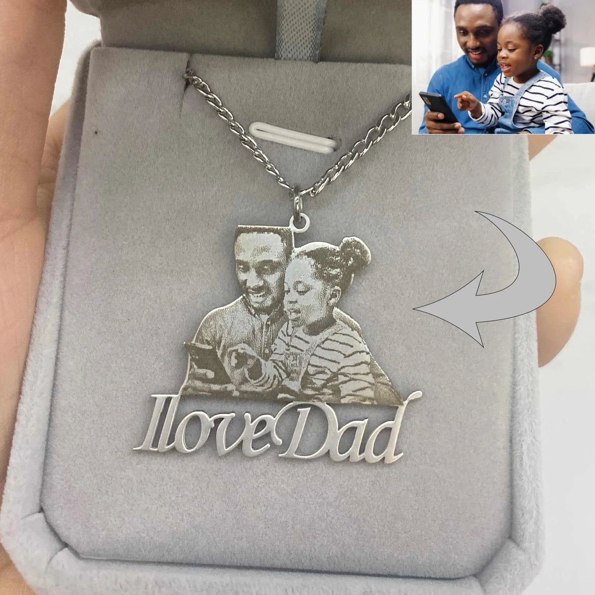 Personalisierte Fotogravur-Halskette, Muttertagsgeschenk, individuelles Porträt-Anhänger, Erinnerungsschmuck für Frauen