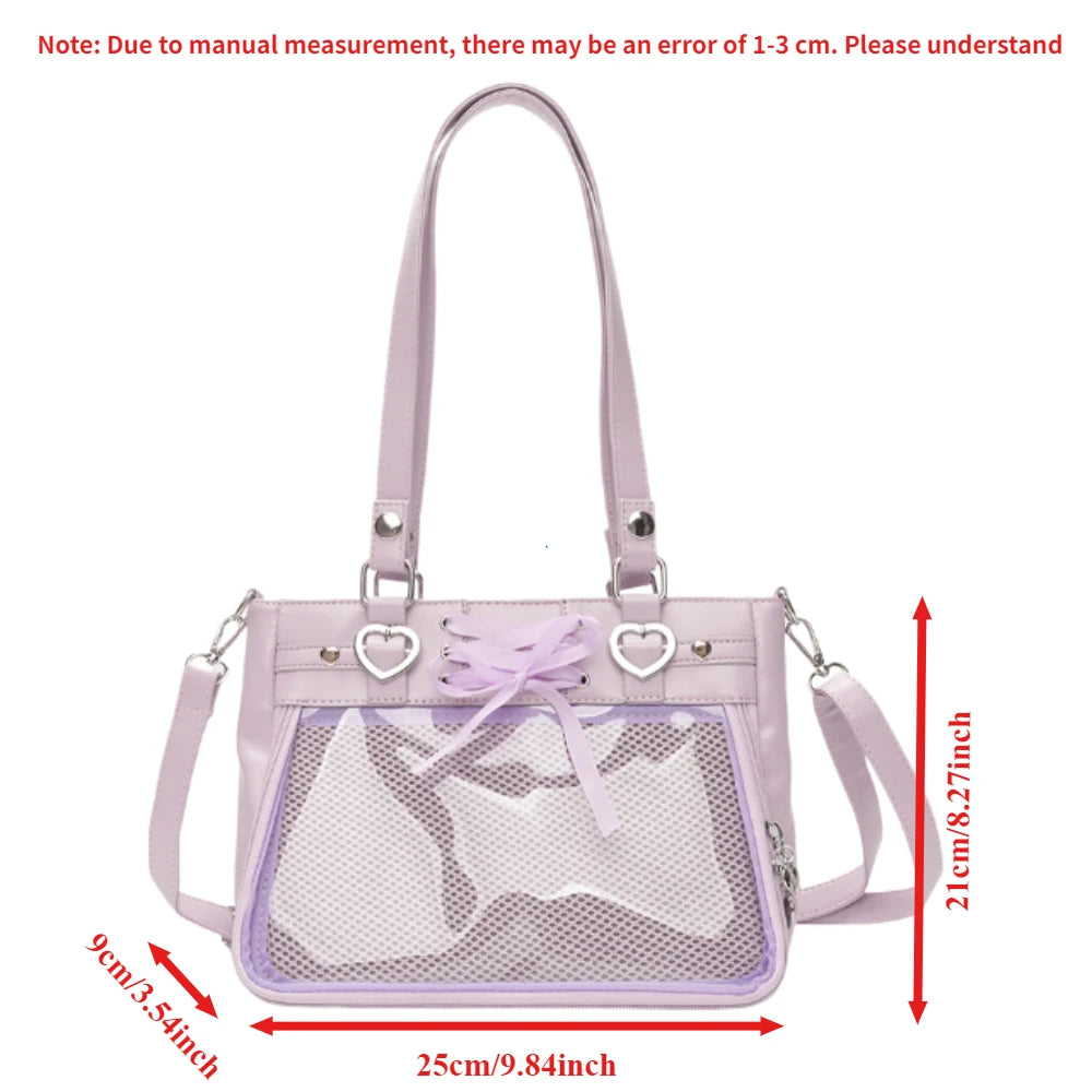Petit Sac Ita Bag Kawaii Bandoulière Femme – Fenêtre Transparente, Ruban, Style Japonais 2026