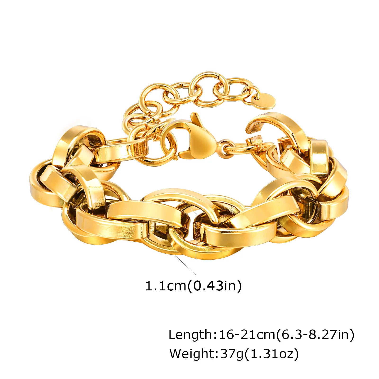 Bracelet Chaîne Acier Inoxydable Plaqué Or – Femme