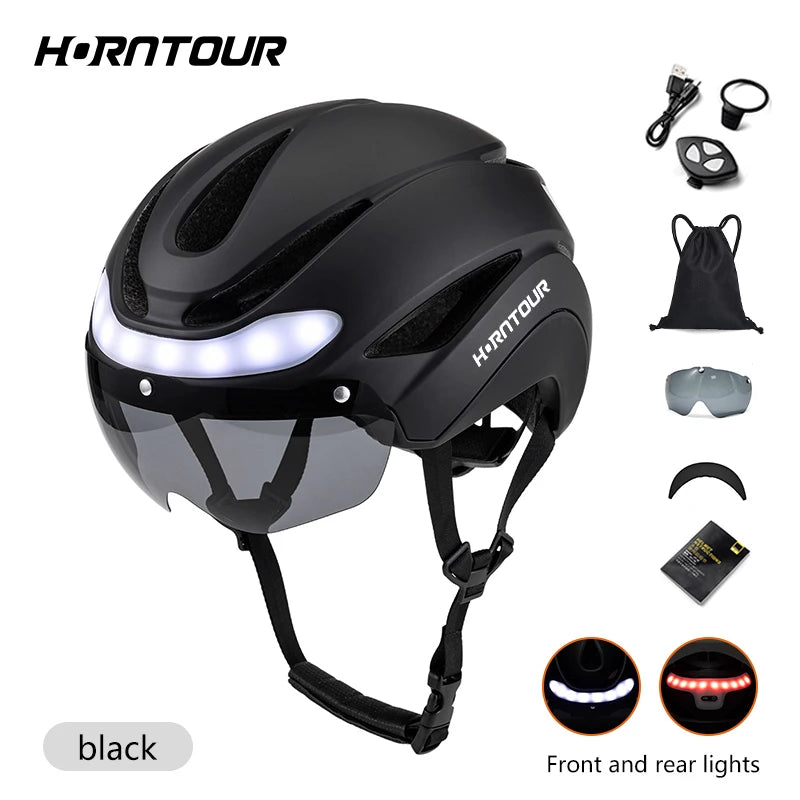 Casque Vélo LED Horntour HT-16 – Clignotants & Visière Magnétique