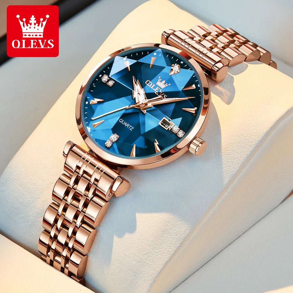 Montre Femme OLEVS 5536 Quartz Diamant – Coffret Bracelet Luxe