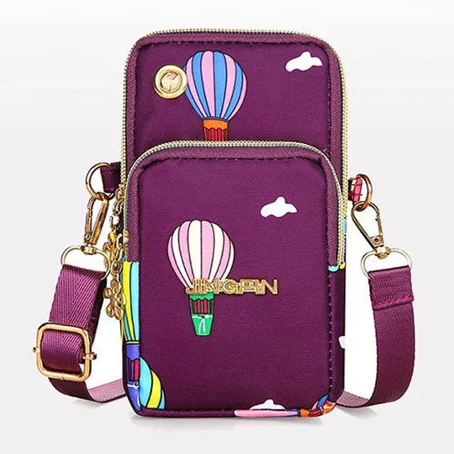 Mobile Phone Crossbody Bags for Women Shoulder Bag Fashion Cell Phone Pouch With Headphone Plug 3 Layer Wallet