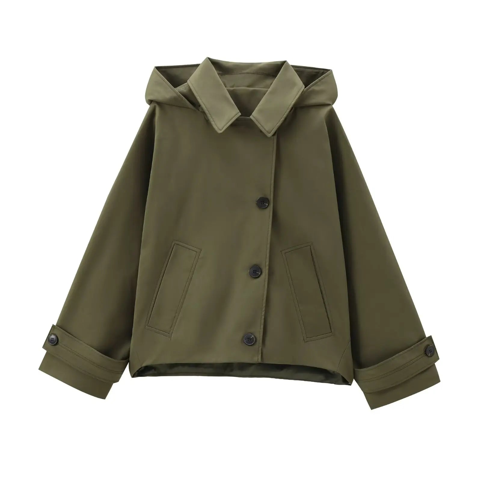 Damen Trenchcoat mit Kapuze – Weite Passform, lange Ärmel | Herbst-Winter