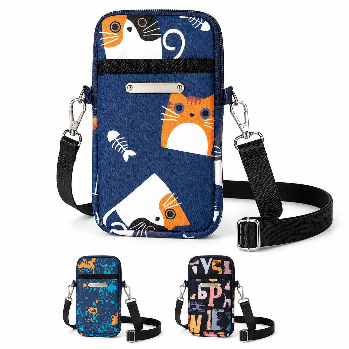 Mini Sac Bandoulière Téléphone Femme – Imprimé Chat & Motifs