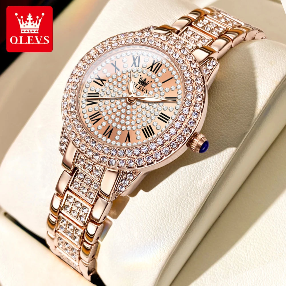 Montre Femme OLEVS 9943 – Cadran Romain Diamant Lumineux Quartz, Style Luxe & Mode
