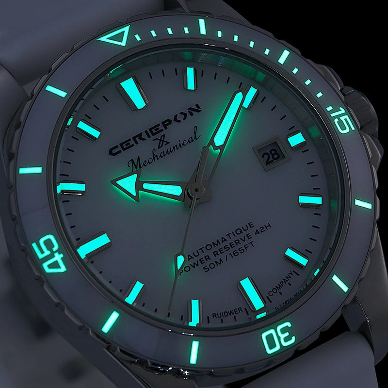 CERIEPON 9089 – Montre Femme Automatique Acier Inoxydable, Cadran Rond, Résistante à l'Eau 5 ATM