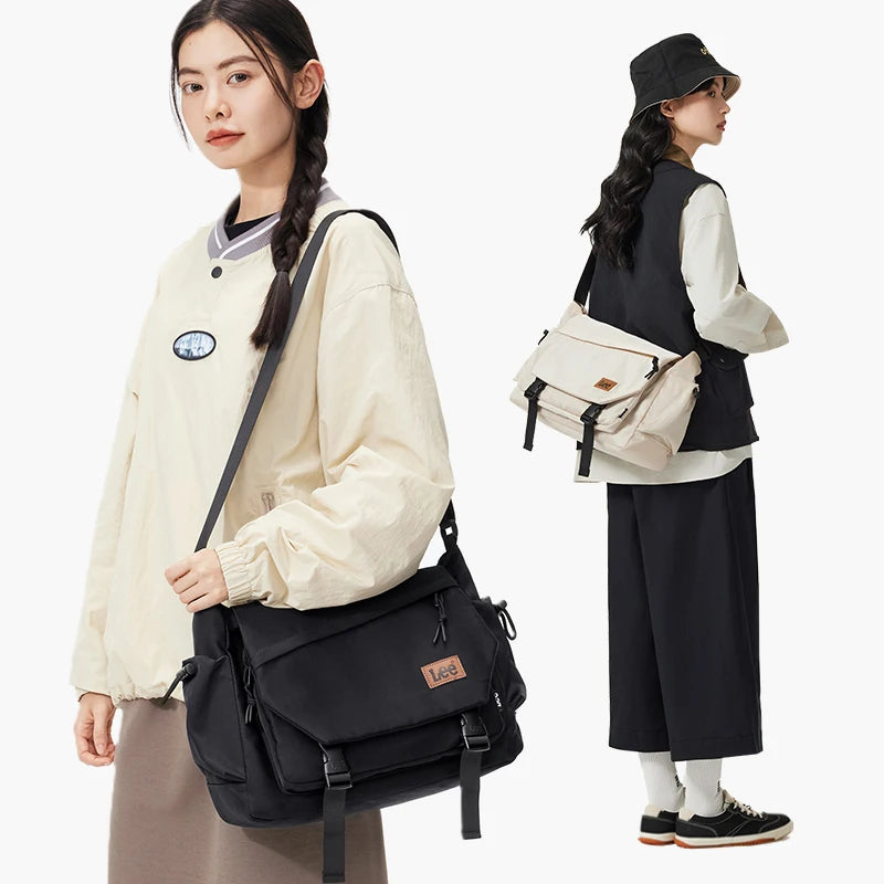 LEE Fashion Waterproof Large Crossbody Shoulder Bag Women Male Flip Laptop Messenger Bag Teenagers College Satchel School Bag