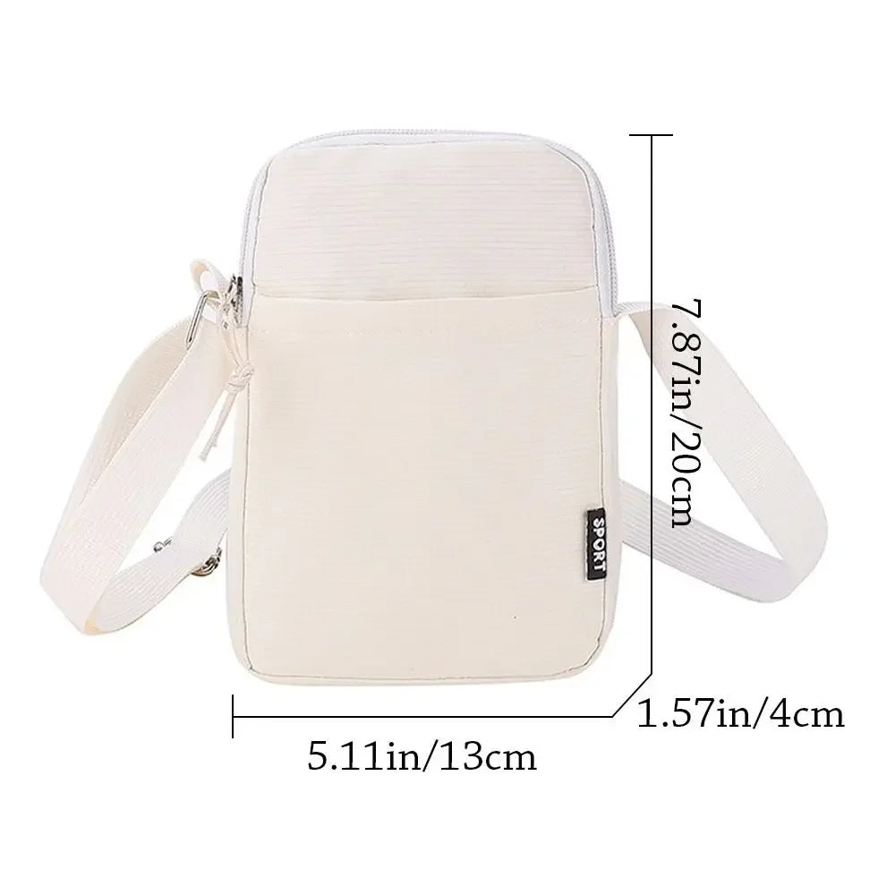 Simple Canvas Zipper Purse Crossbody Bag Handbag Shoulder Bag Phone Bag