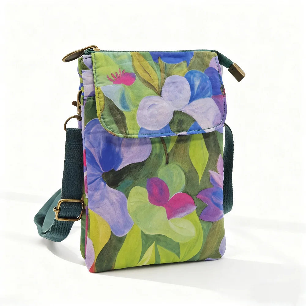 Versatile Print New Oil Painting Series 5-Layer Crossbody Phone Bag Rustic Fabric Women's Handbag Lightweight and Easy-to-Match