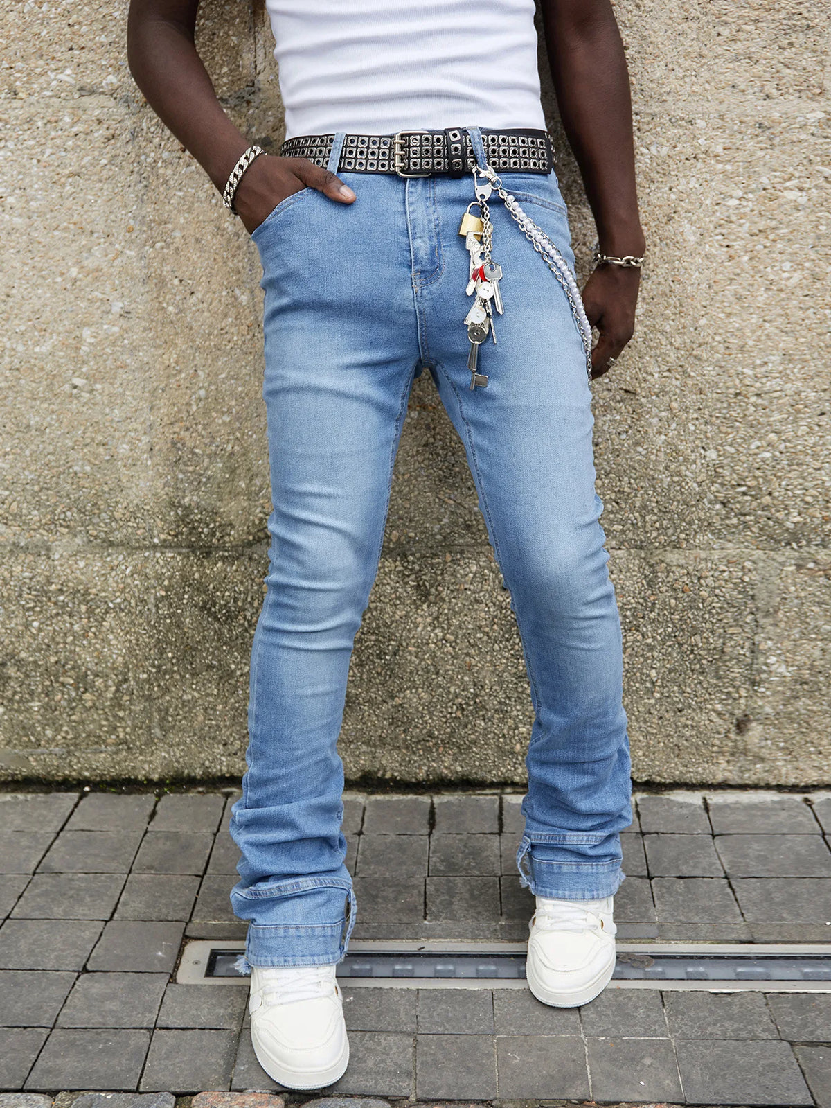 Jean Skinny Stack Homme Y2K Streetwear Américain Denim Élastique 3 Coloris | XS-XL