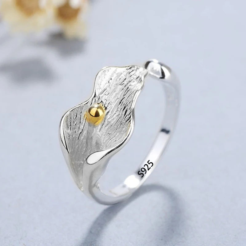 Bague Lotus en Argent Sterling 925 Femme – Texture Rétro & Ajustable | Cadeau Bijou