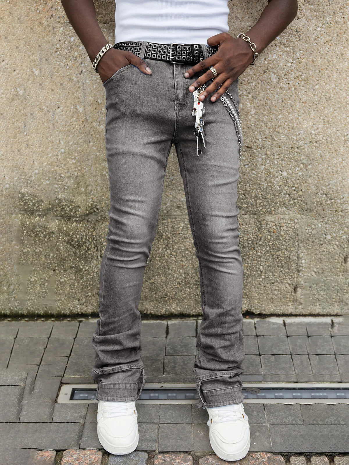 Jean Skinny Stack Homme Y2K Streetwear Américain Denim Élastique 3 Coloris | XS-XL
