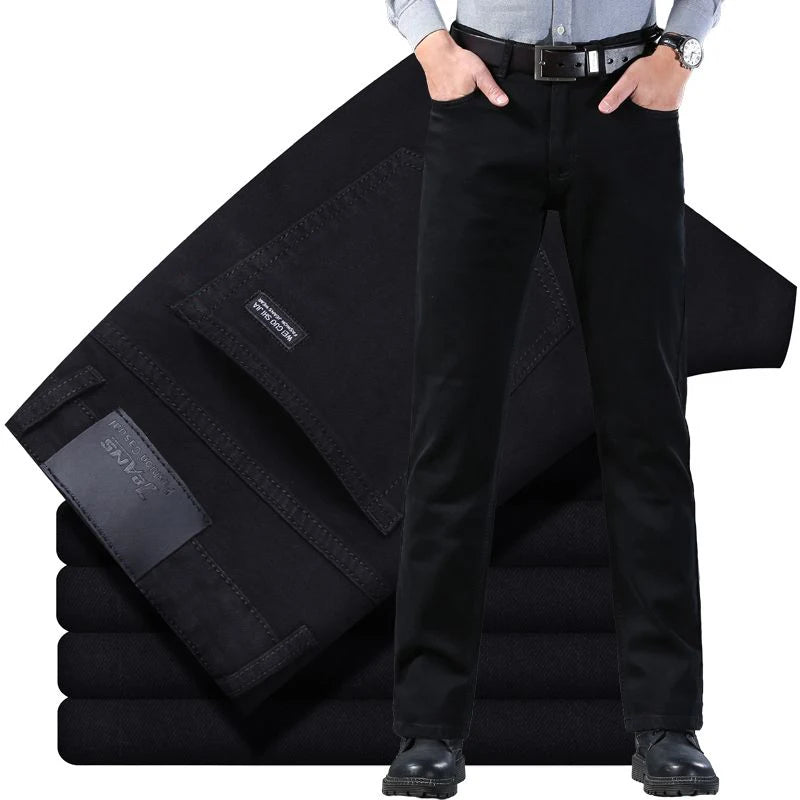Jean Droit Homme Noir Vintage Business Style Coréen Stretch | Tailles 28-40