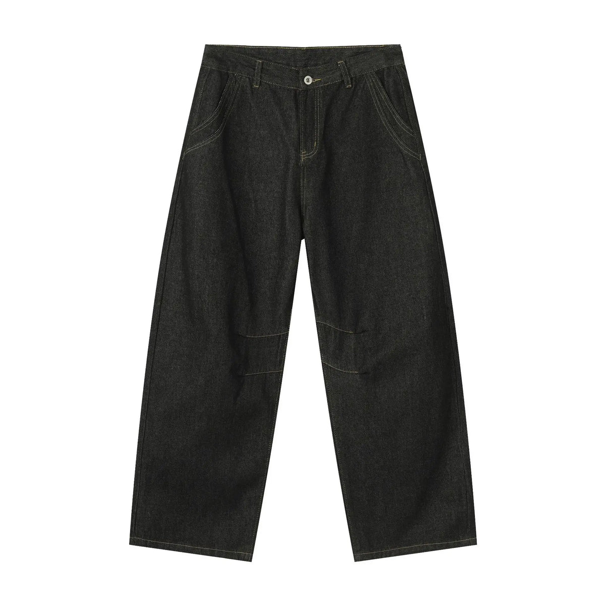 Jean Wide Leg Homme Denim Noir Splicing Loose Polyvalent Stretch | Tailles S-XL
