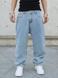 Spring Autumn Men Baggy Jeans Oversize Straight Loose Casual Denim Trousers Solid Color Streetwear Fashion Y2k Wide Leg Pants