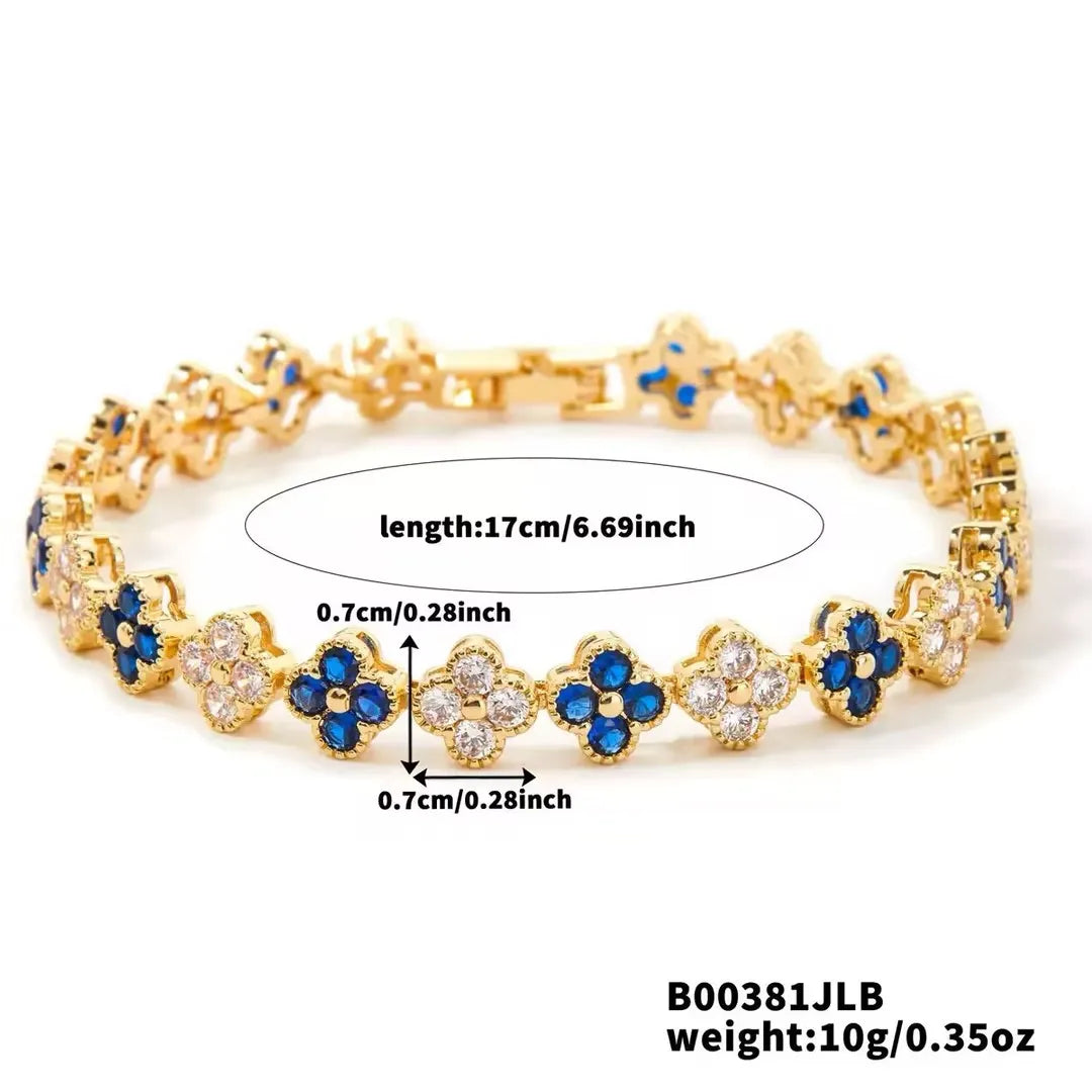 Bracelet Femme Fleur Porte-Bonheur Zircon – Style Chic & Élégant