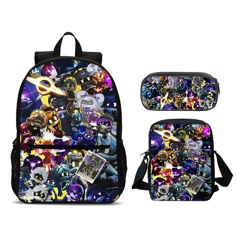 Murder Drones 3pcs Set Backpack 47cm/18.5inch Large Capacity Backpack Shoulder Bag Pencil Case Book Bags for Boys Girl Best Gift
