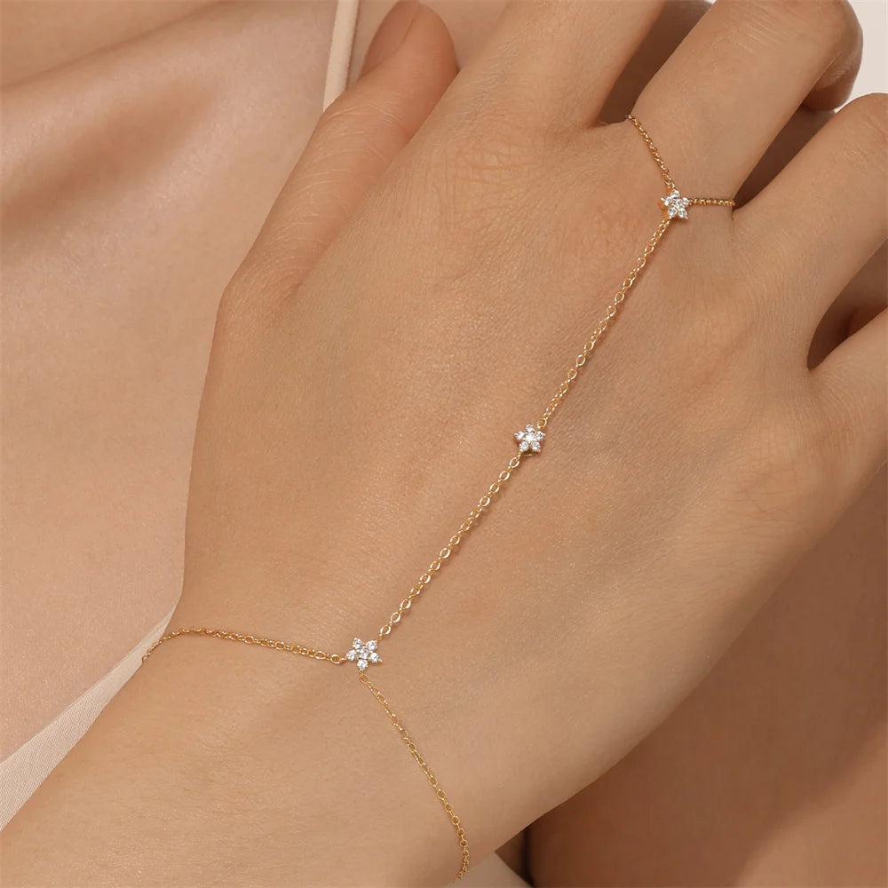 Bracelet Charme Femme en Argent 925 – Zircon Œil de Cheval & Chaîne Anneau | Or & Argent