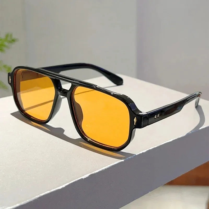 Lunettes de Soleil Vintage Double Pont Carrées UV400 – Femme & Homme